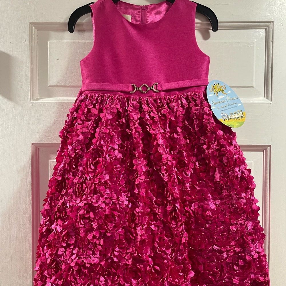 American Princess Fuchsia Floral Dress - Girls - 6y